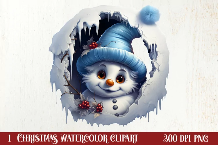 Christmas Snowman Peeking Clipart PNG