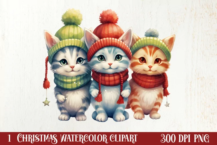 Cat Christmas Cat Art for Holiday Clipart