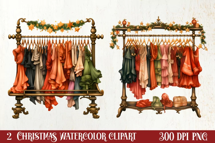Vintage Christmas Magic Clipart, Christmas Clipart