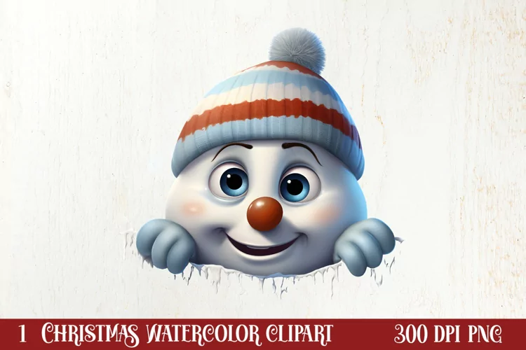 Christmas Snowman Peeking Clipart PNG