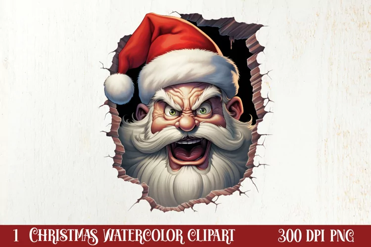 Watercolor Peeking Santa and Snowman Clipart, Christmas PNG