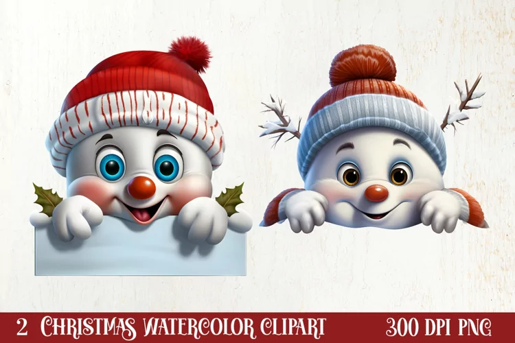 Christmas Snowman Peeking Clipart PNG