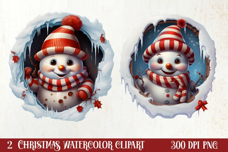 Christmas Snowman Peeking Clipart PNG