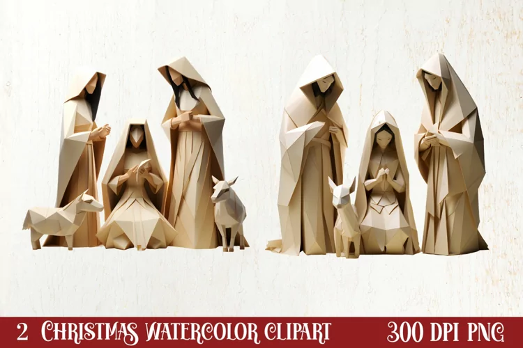 Christmas Origami Style Sublimation, Christmas PNG