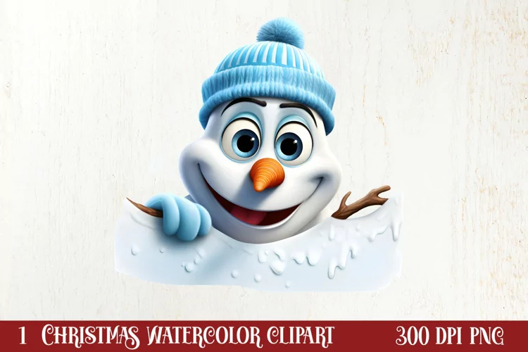 Christmas Snowman Peeking Clipart PNG
