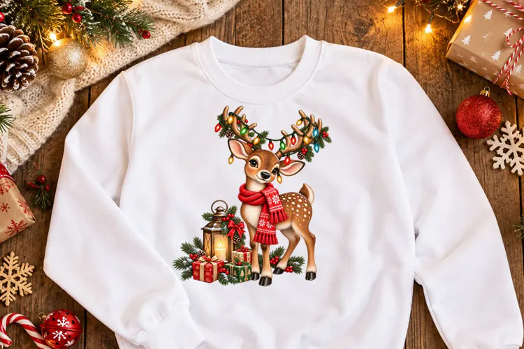 Christmas PNG Clipart | deer with lantern