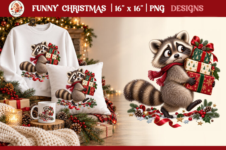 Funny Cute Christmas Animals PNG Clipart example image 1