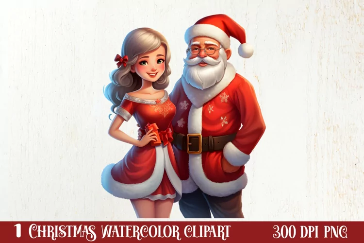 Mr And Mrs Santa Claus Clipart Sublimation, Christmas PNG