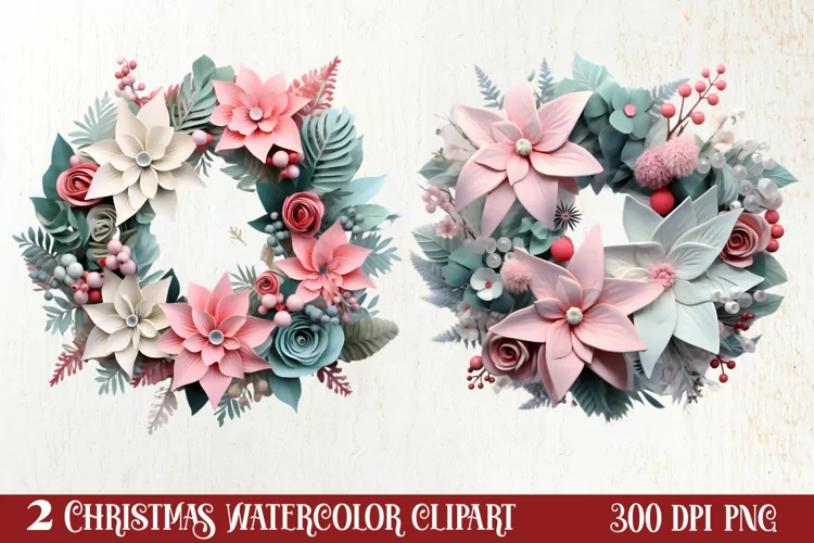 Pastel Christmas Shublimation Clipart, Pastel Christmas Clip