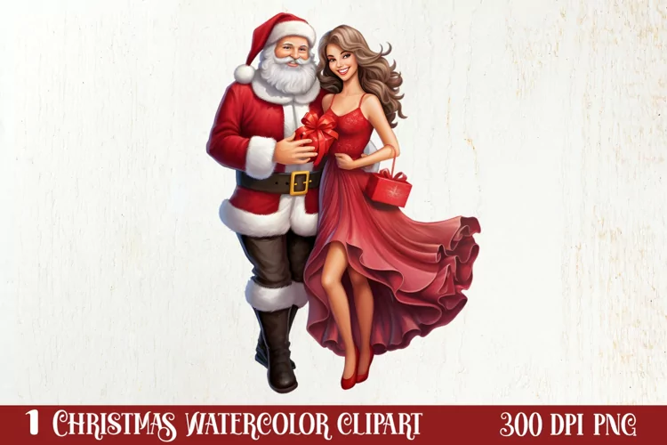 Mr And Mrs Santa Claus Clipart Sublimation, Christmas PNG