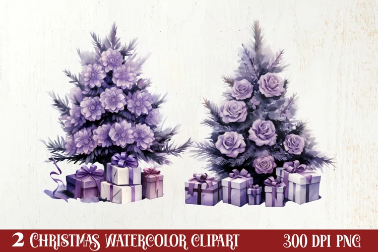 Lavender And Christmas Tree Sublimation Clipart