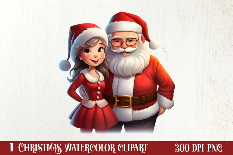 Mr And Mrs Santa Claus Clipart Sublimation, Christmas PNG