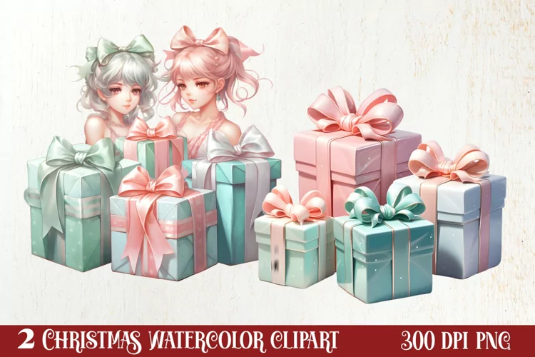 Pastel Christmas Shublimation Clipart, Pastel Christmas Clip
