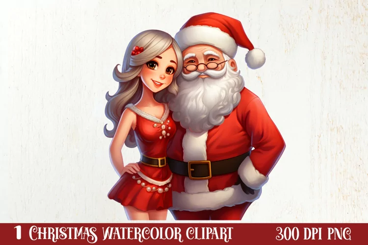 Mr And Mrs Santa Claus Clipart Sublimation, Christmas PNG