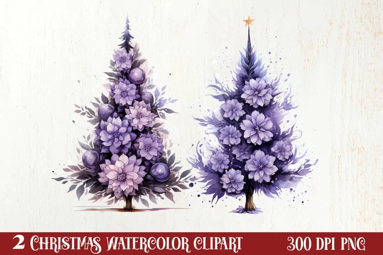 Lavender And Christmas Tree Sublimation Clipart