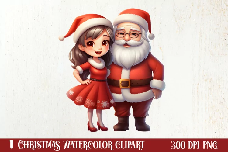 Mr And Mrs Santa Claus Clipart Sublimation, Christmas PNG