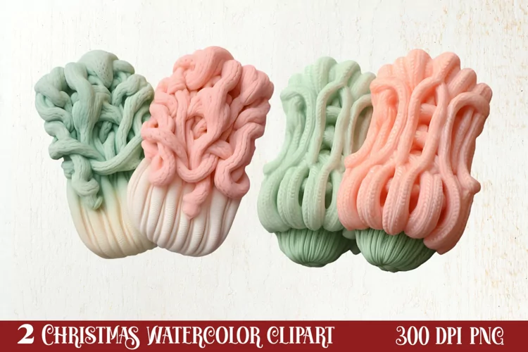 Pastel Christmas Shublimation Clipart, Pastel Christmas Clip