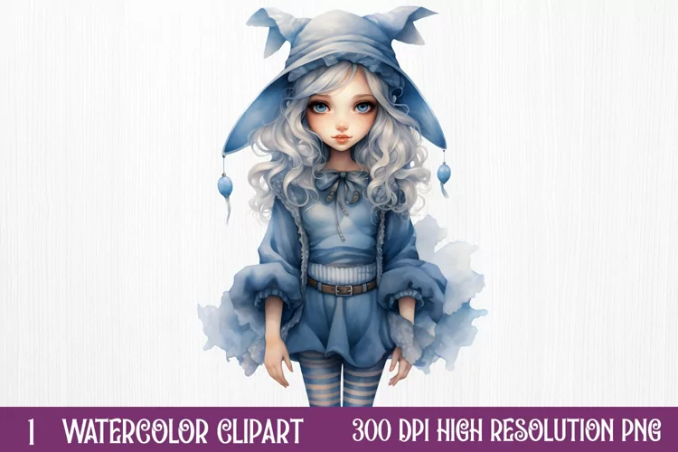 Blue Christmas Watercolor Clipart Sublimation