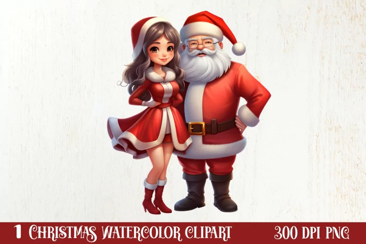 Mr And Mrs Santa Claus Clipart Sublimation, Christmas PNG
