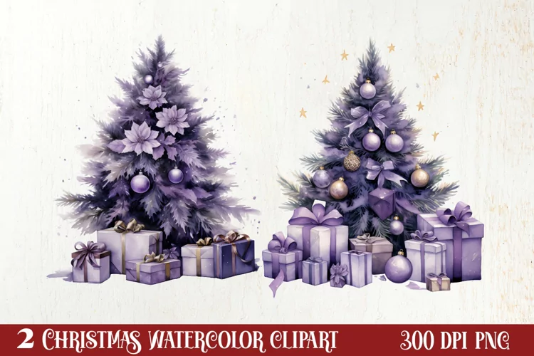 Lavender And Christmas Tree Sublimation Clipart