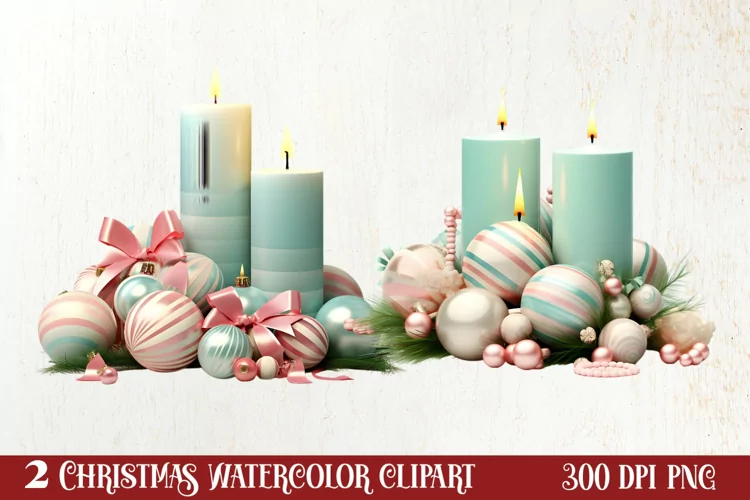 Pastel Christmas Shublimation Clipart, Pastel Christmas Clip