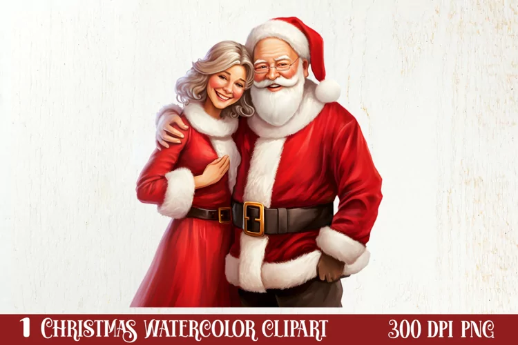Mr And Mrs Santa Claus Clipart Sublimation, Christmas PNG