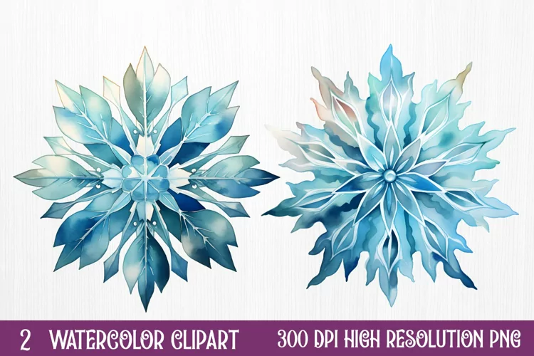 Blue Christmas Watercolor Clipart Sublimation