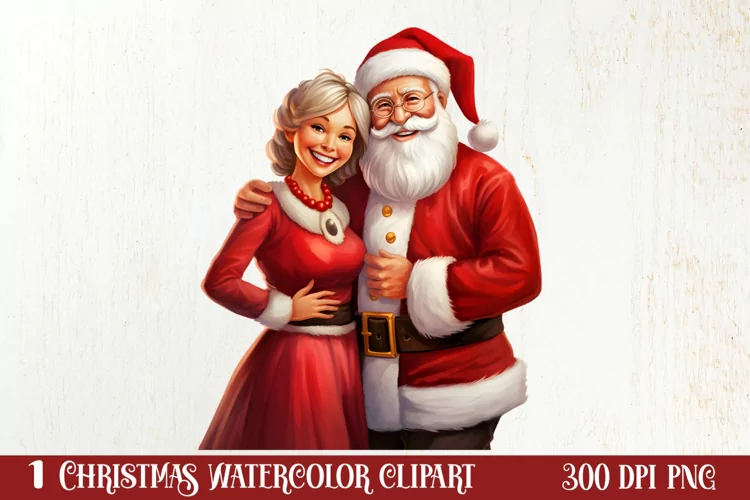 Mr And Mrs Santa Claus Clipart Sublimation, Christmas PNG