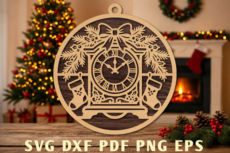 Christmas Clock Laser Cut SVG