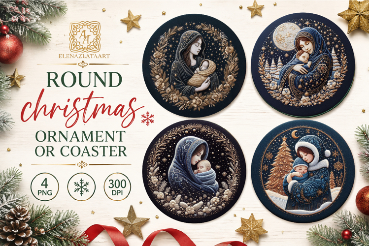 Blue Christmas decor Sublimation car Coaster