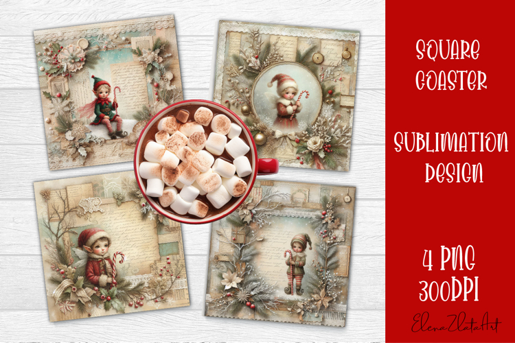 Winter Vintage Scrapbooking, Christmas Paper sublimation
