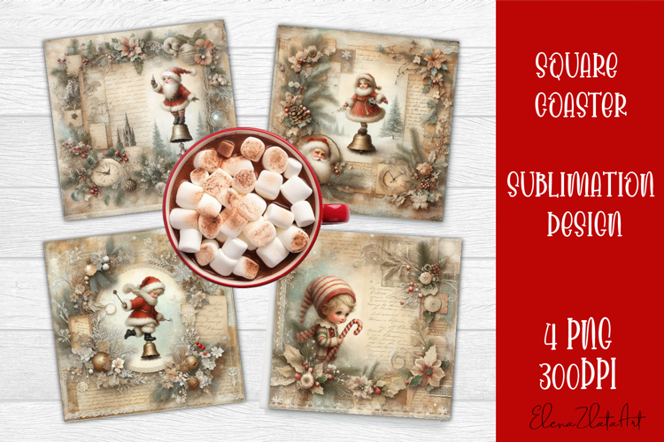 Winter Vintage Scrapbooking, Christmas Paper sublimation