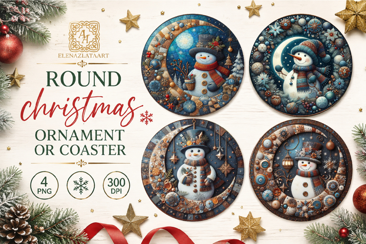 Blue Christmas decor Sublimation car Coaster
