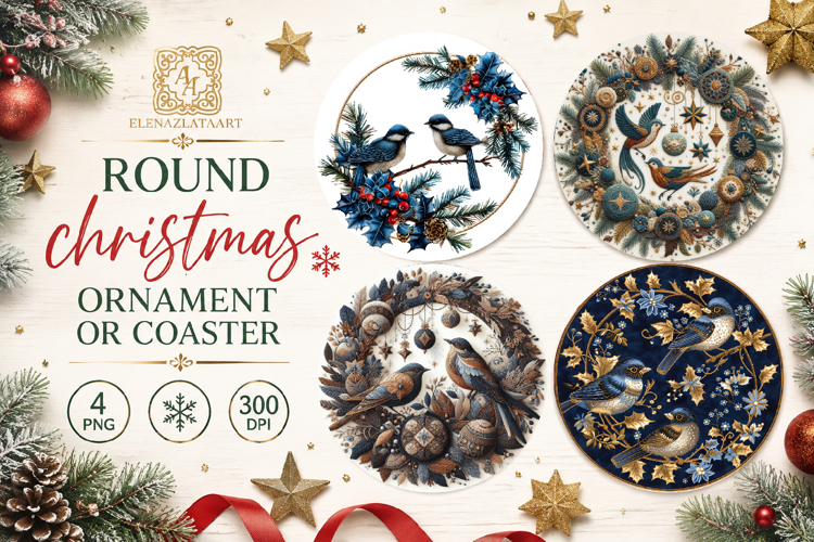 Blue Christmas decor Sublimation car Coaster