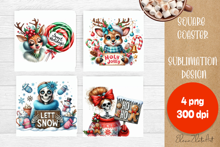 Sarcastic deer Coaster Design. Winter Coaster Sublimation