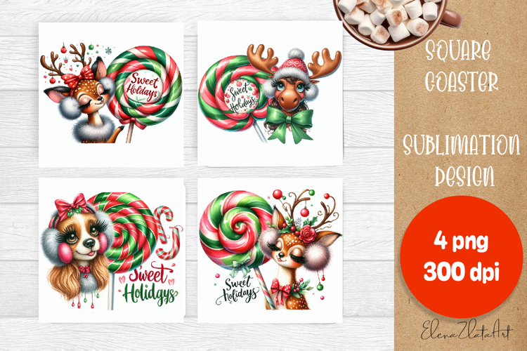 Sarcastic deer Coaster Design. Winter Coaster Sublimation
