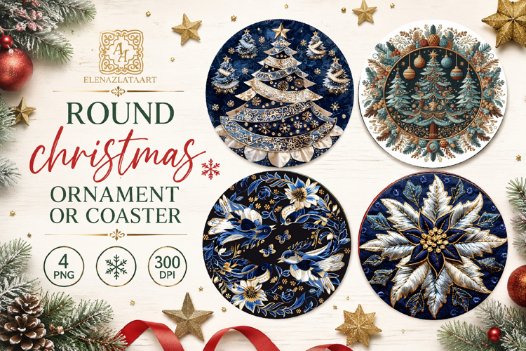 Blue Christmas decor Sublimation car Coaster
