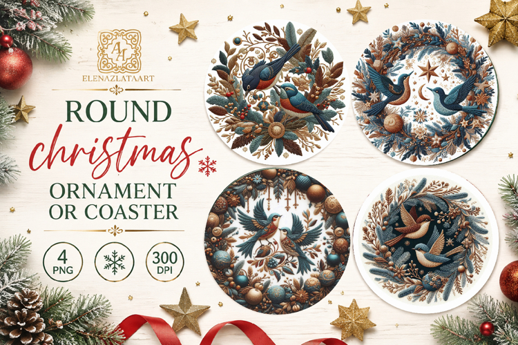 Blue Christmas decor Sublimation car Coaster