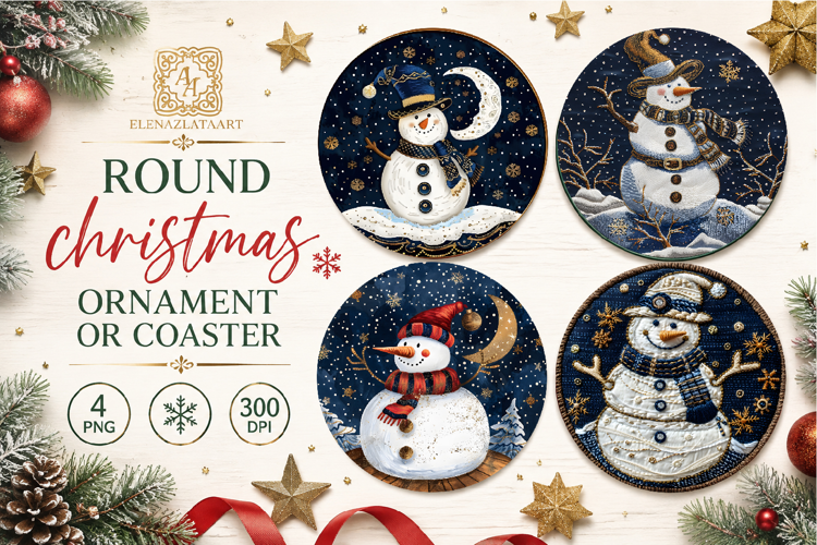 Blue Christmas decor Sublimation car Coaster