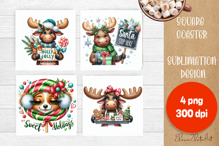 Sarcastik moose Coaster Design. Winter Coaster Sublimation