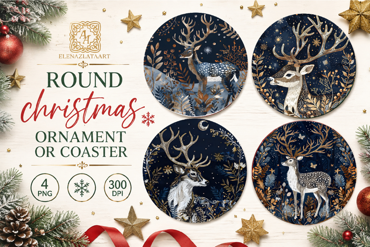 Blue Christmas decor Sublimation car Coaster