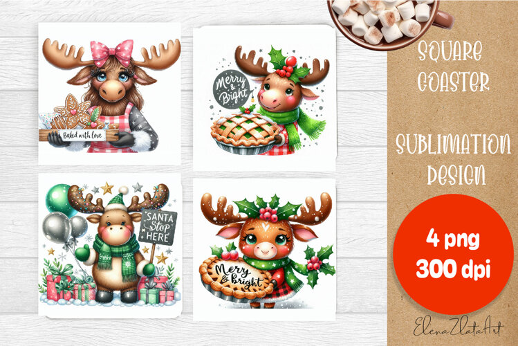 Sarcastik moose Coaster Design. Winter Coaster Sublimation example image 1