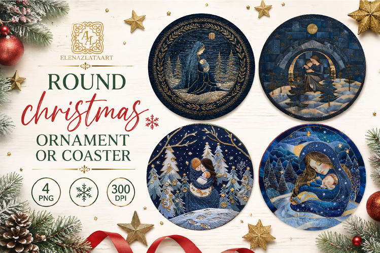 Blue Christmas decor Sublimation car Coaster