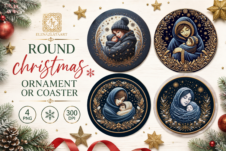 Blue Christmas decor Sublimation car Coaster