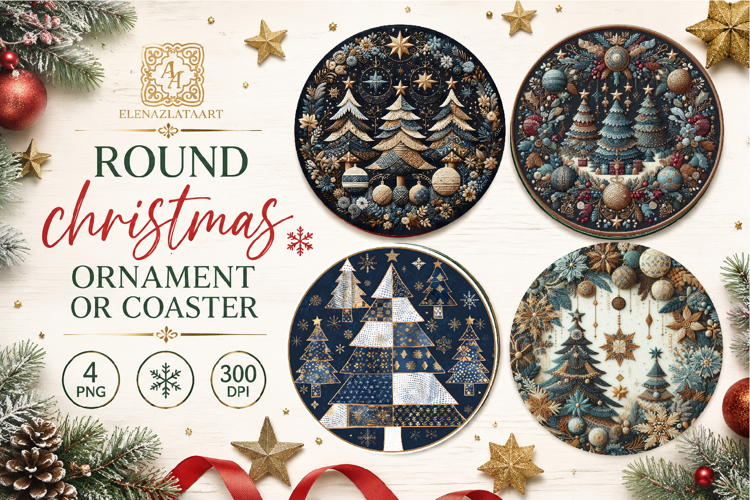 Blue Christmas decor Sublimation car Coaster