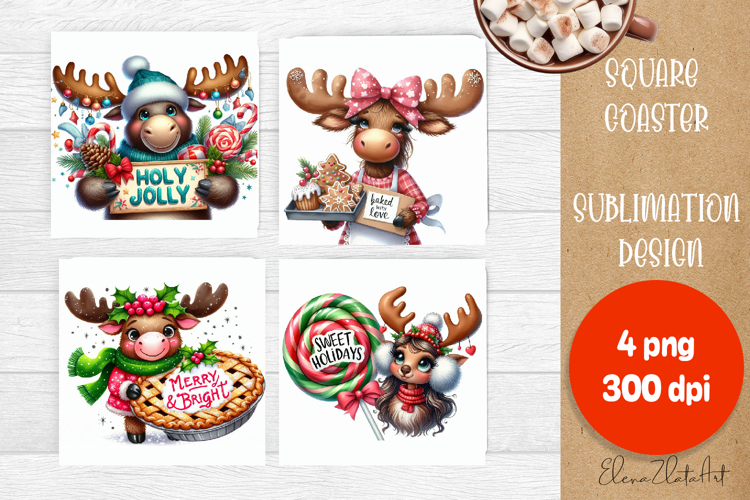 Sarcastik moose Coaster Design. Winter Coaster Sublimation