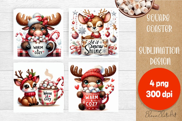 Sarcastik moose Coaster Design. Winter Coaster Sublimation example image 1