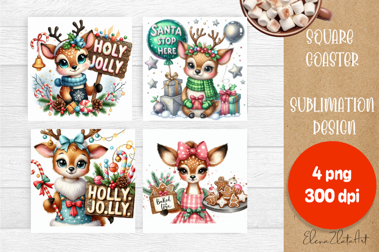 Sarcastic deer Coaster Design. Winter Coaster Sublimation