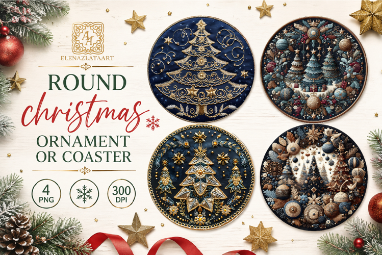 Blue Christmas decor Sublimation car Coaster