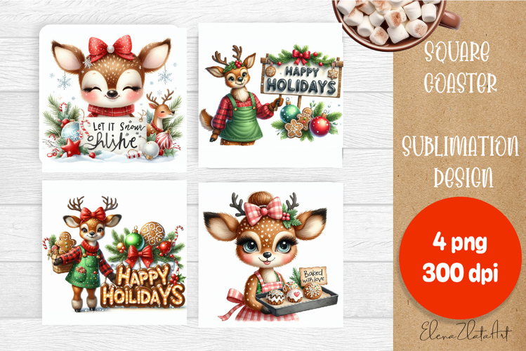 Sarcastic deer Coaster Design. Winter Coaster Sublimation